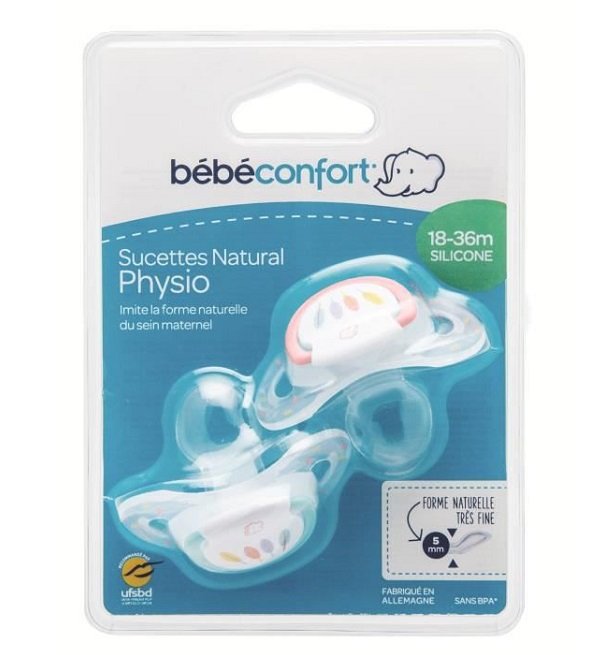 BEBE CONFORT Sucette Natural Physio 18-36 mois x2 – Silicone